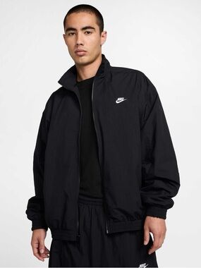 Nike Black Lightweight Windbreaker Jacket with White Logo